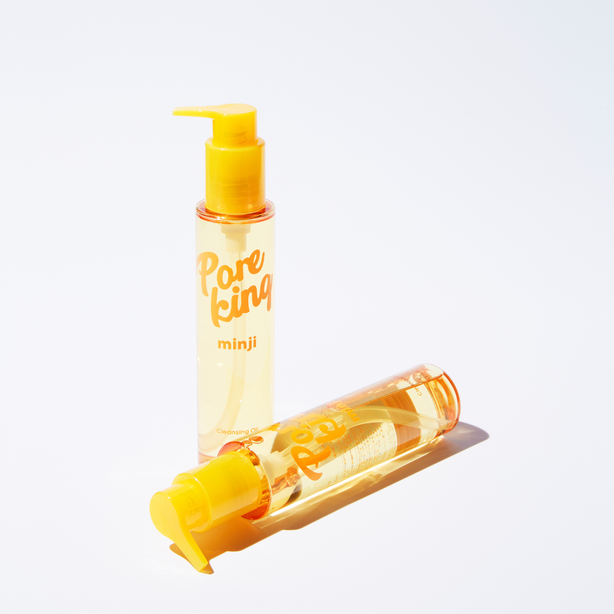 A'pieu Pore King Minji Cleansing Oil bottle, 150ml, in clear packaging, showing the oil cleanser designed for pore cleansing.