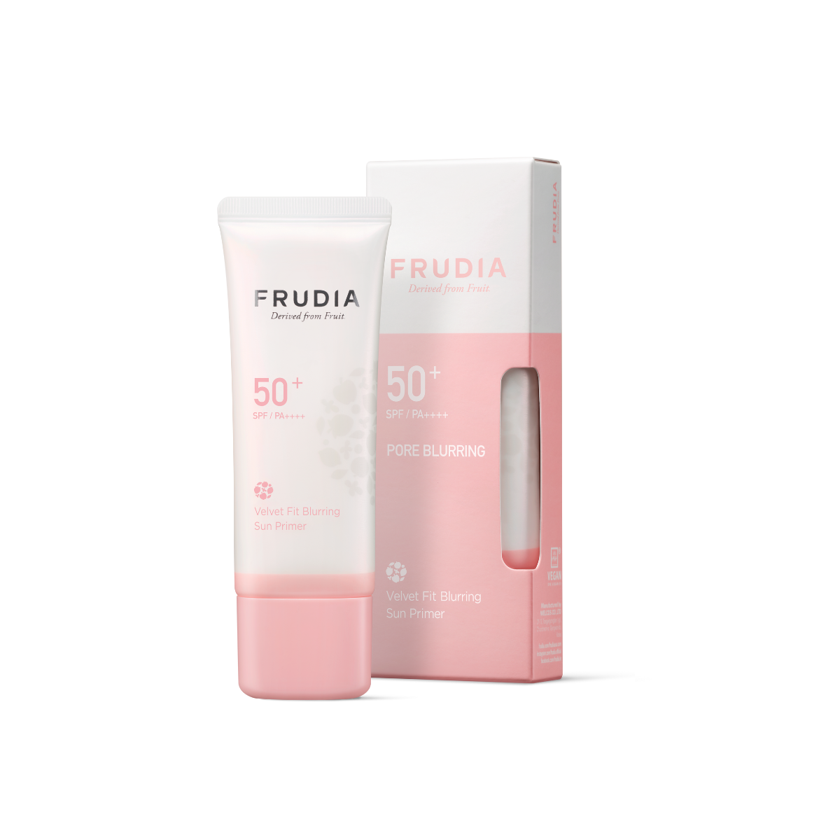 Frudia Velvet Fit Blurring Sun Primer face primer in 40g tube, smooth texture and velvety finish for radiant skin.