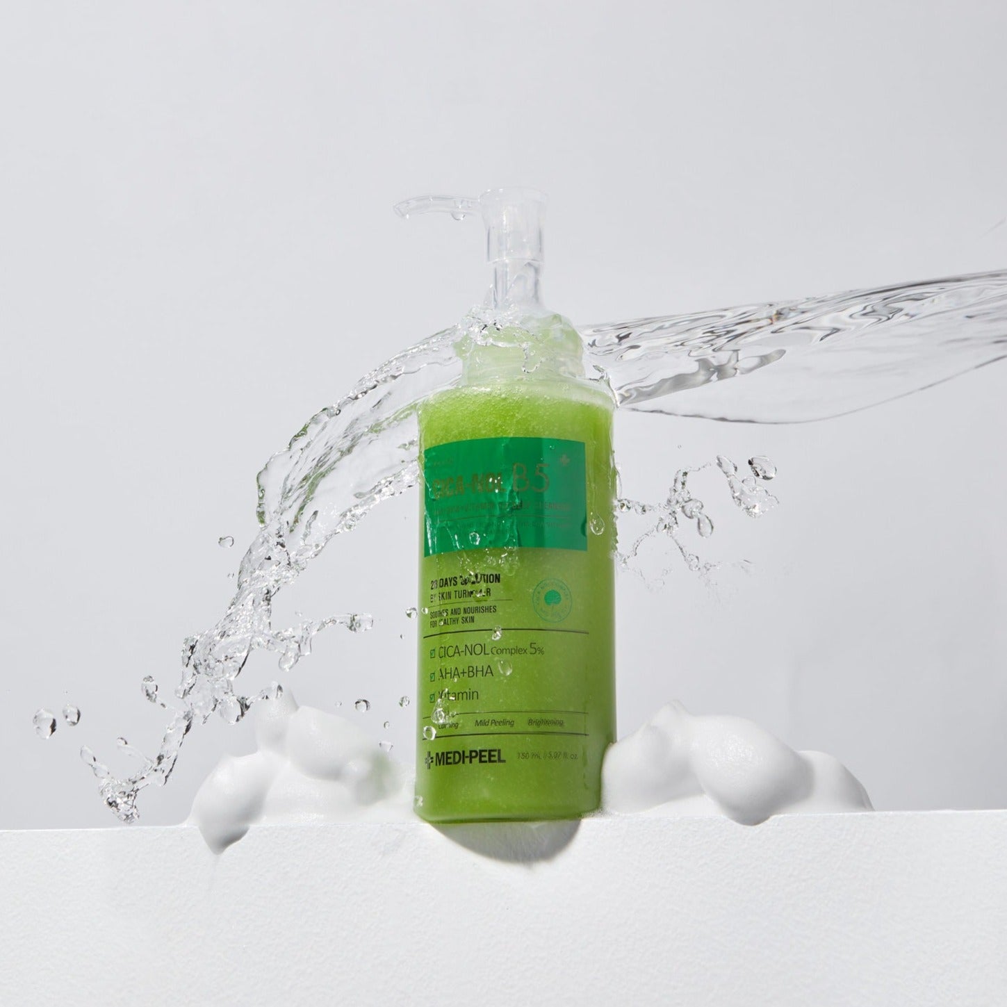 MEDIPEEL+ Pitoscycanol B5 AHA BHA Vitamin Calming O2 Deep Cleanser gel and foam, 150ml, with soothing and exfoliating ingredients.