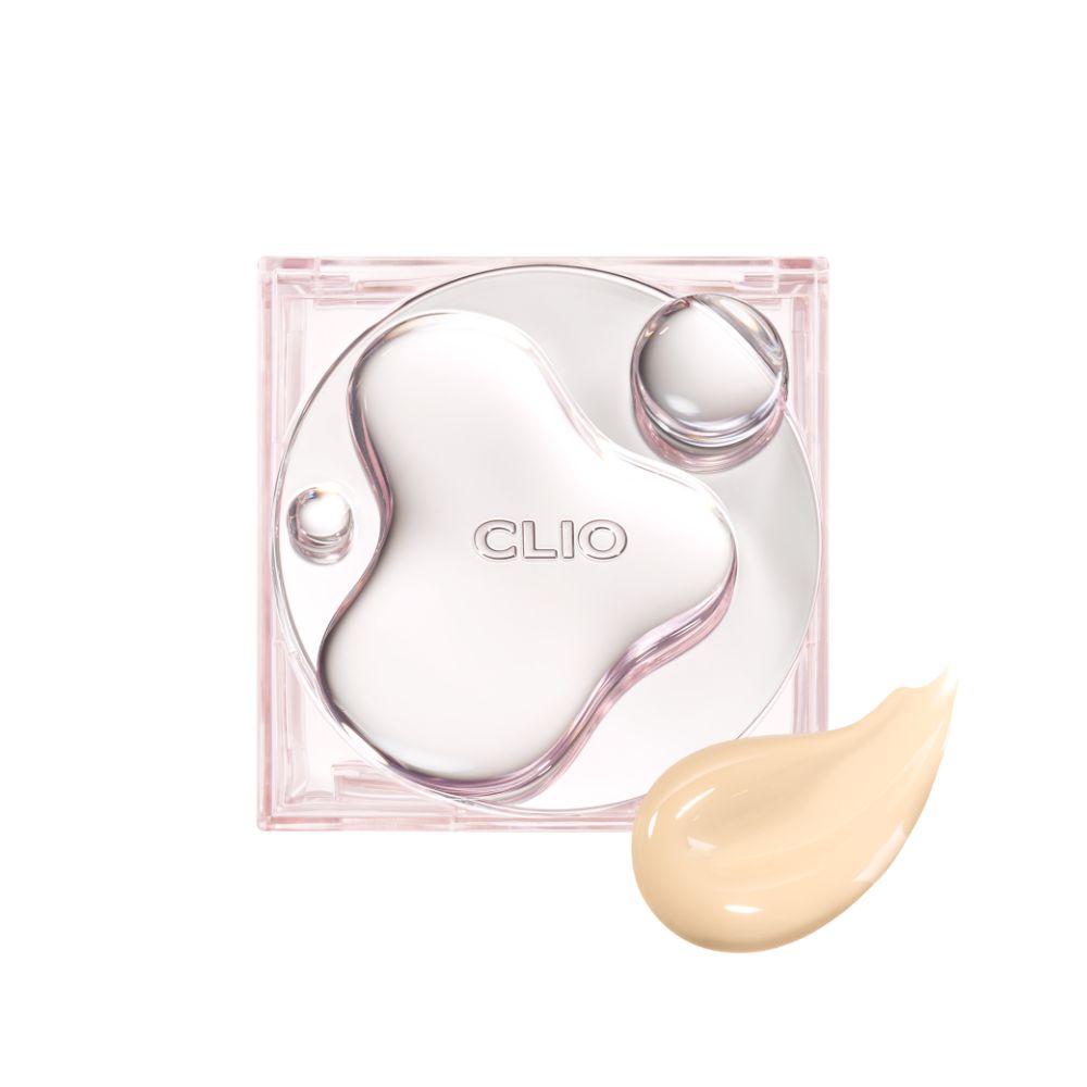 Clio Kill Cover High Glow Cushion foundation with refill in three shades, showcasing the cushion compact and shades.