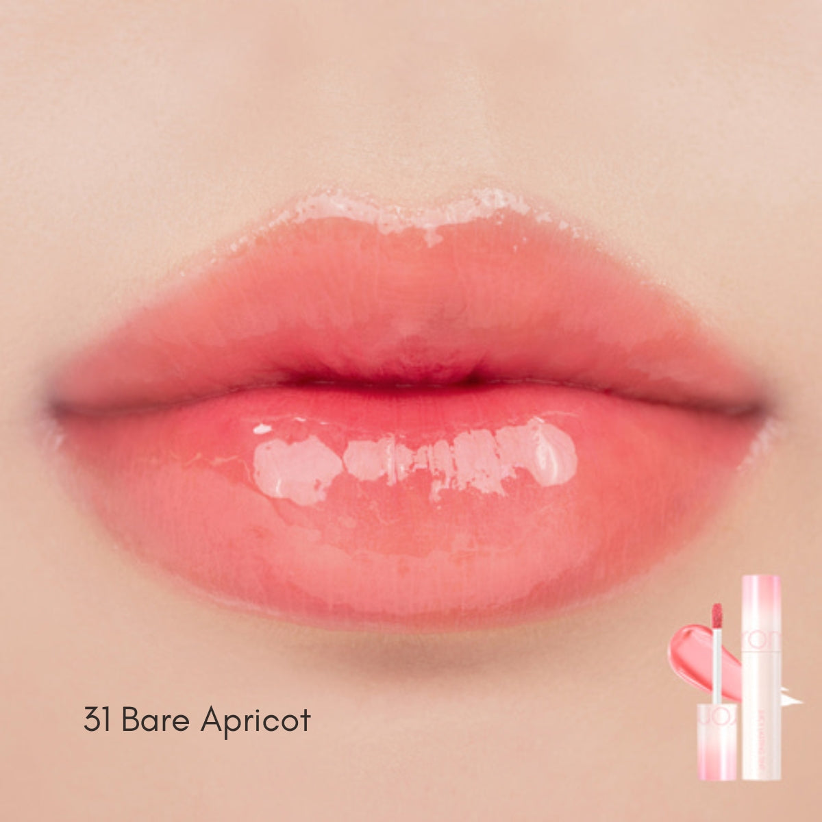 Rom&nd Juicy Lasting Tint lip tint in vibrant shades, showing the sleek bottle and colorful swatches on lips.