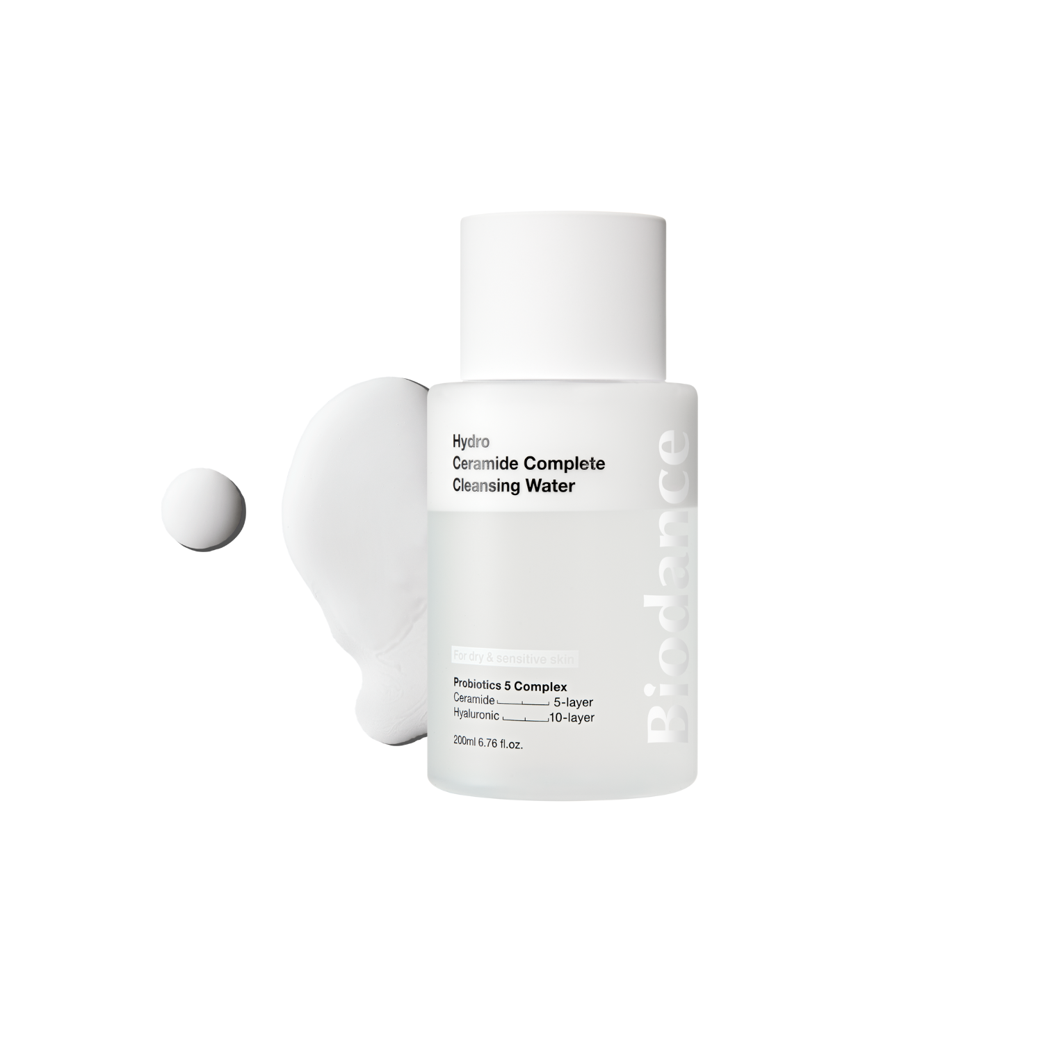 Biodance Hydro Ceramide Complete Cleansing Water, 200ml, oil-free micellar water for gentle skin cleansing with ceramides.