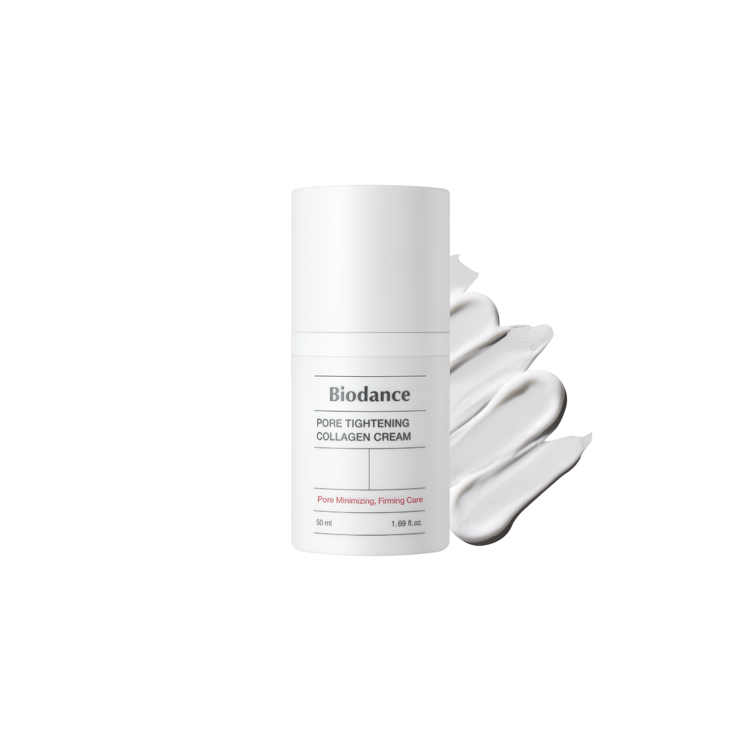 Biodance Pore Tightening Collagen Cream face moisturizer in 50ml jar with smooth creamy texture and white packaging.