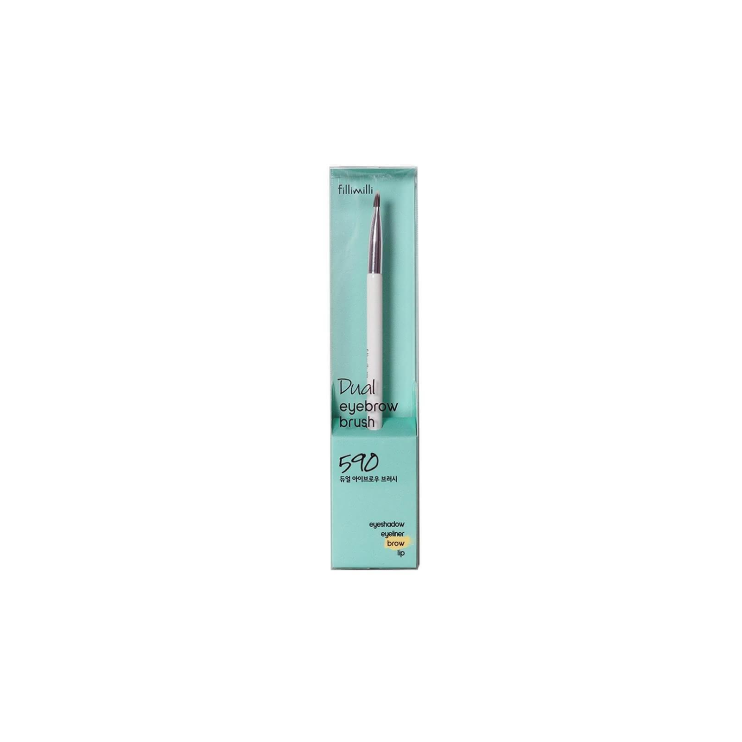 Fillimilli Dual Eyebrow Brush 590 makeup brush with two brush heads for precise eyebrow grooming and shaping.