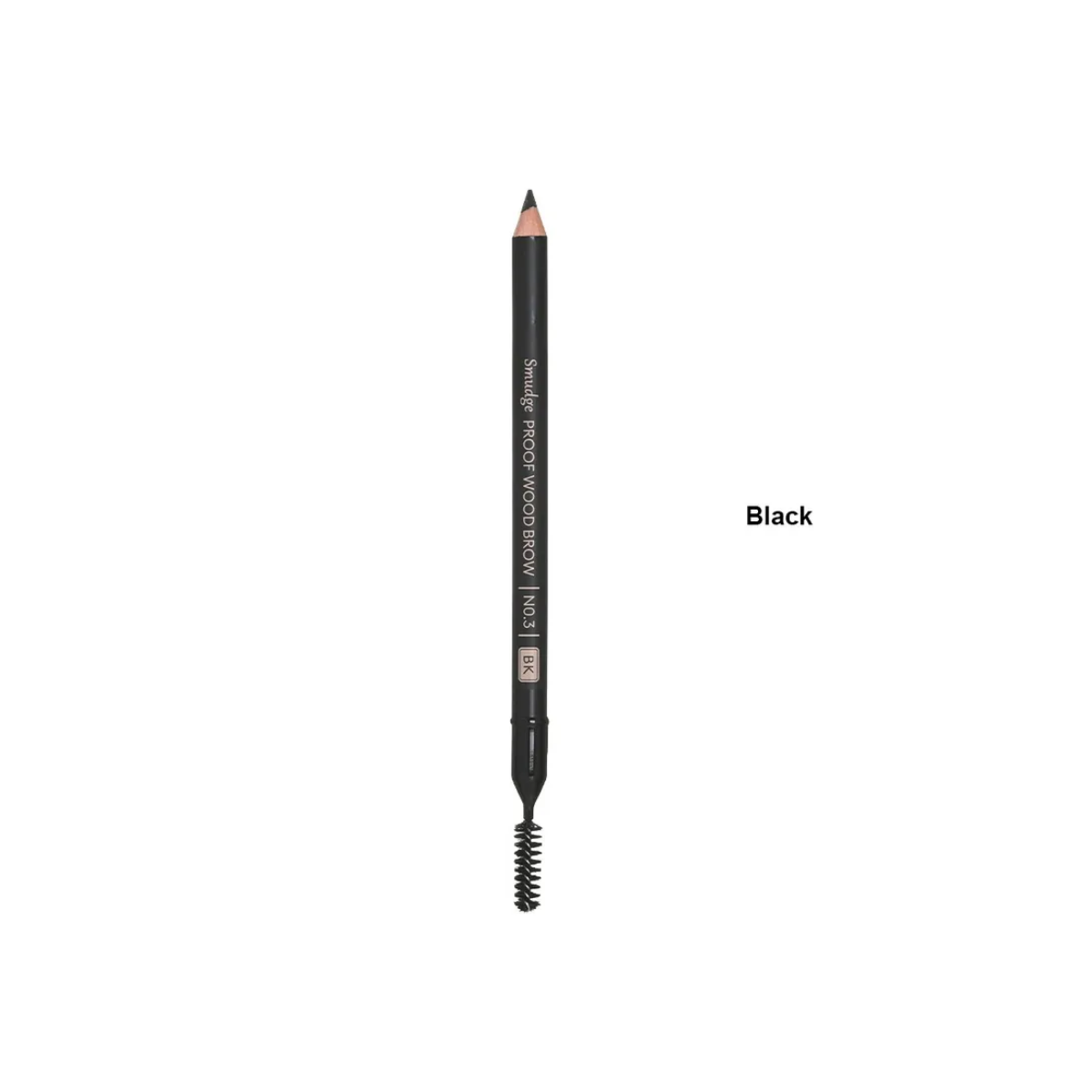 Missha smudgeproof wood eyebrow pencil with natural brown shade, featuring a sleek design and precise application tip.
