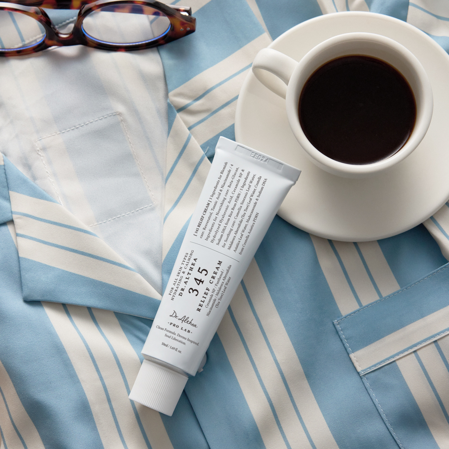 Dr. Althea 345 Relief Cream face moisturizer in 50ml jar, creamy texture for soothing and hydrating skin.