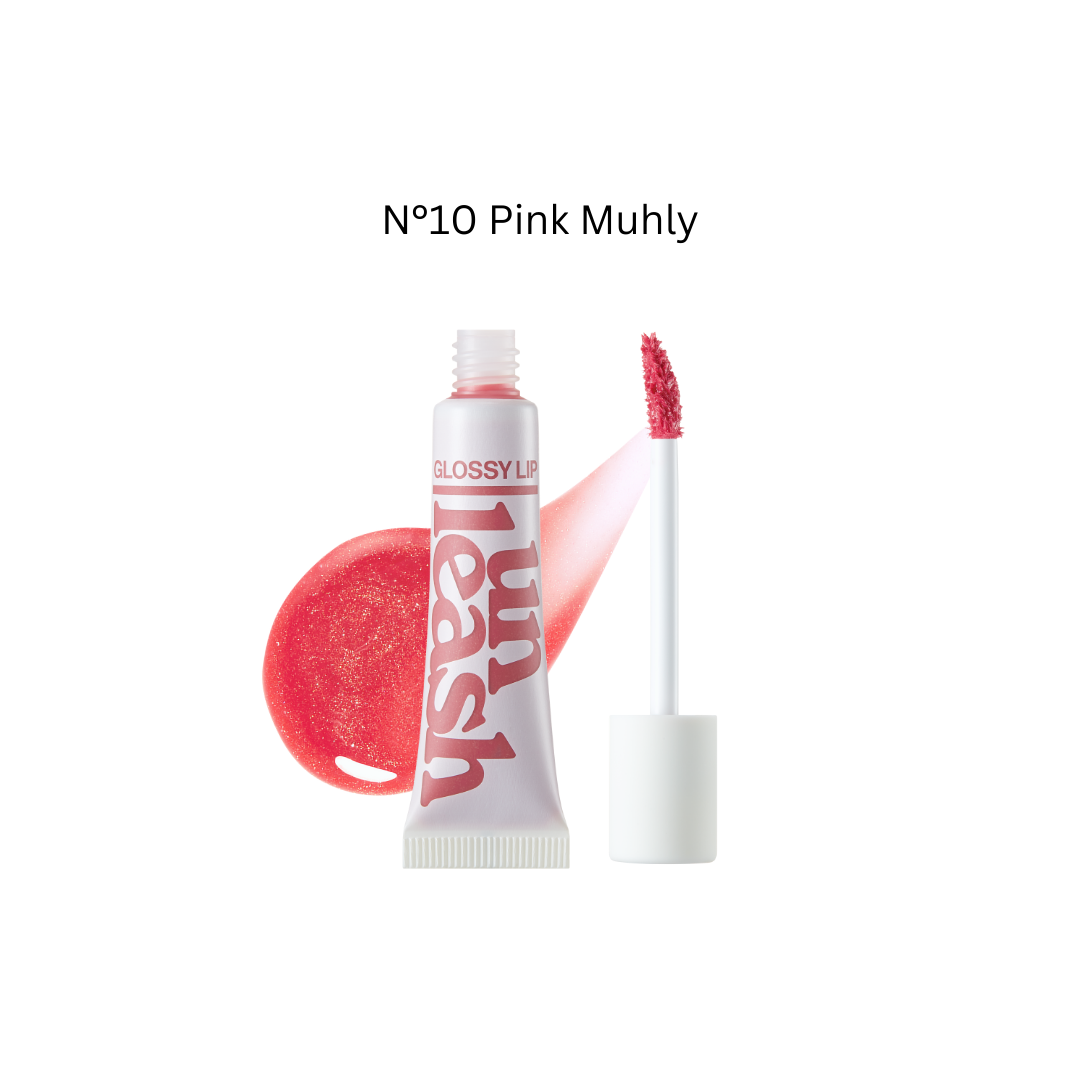 Unleashia Non Sticky Dazzle Tint lip tint in three vibrant colors, showing smooth, glossy finish on lips.