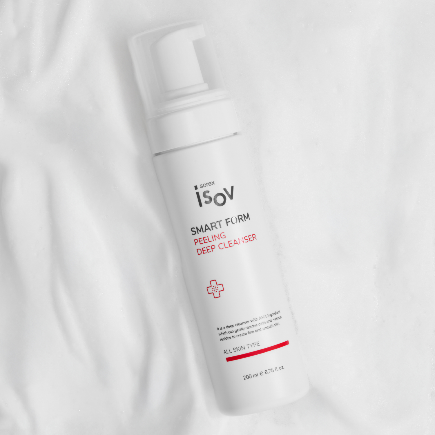 ISOV Smart Form Peeling Deep Cleanser gel and foam in a 200ml bottle, designed for deep facial cleansing.