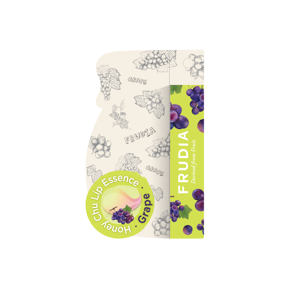 Frudia Grape Honey Chu Lip Essence 10g, nourishing lip balm with grape and honey ingredients, in a small tube.