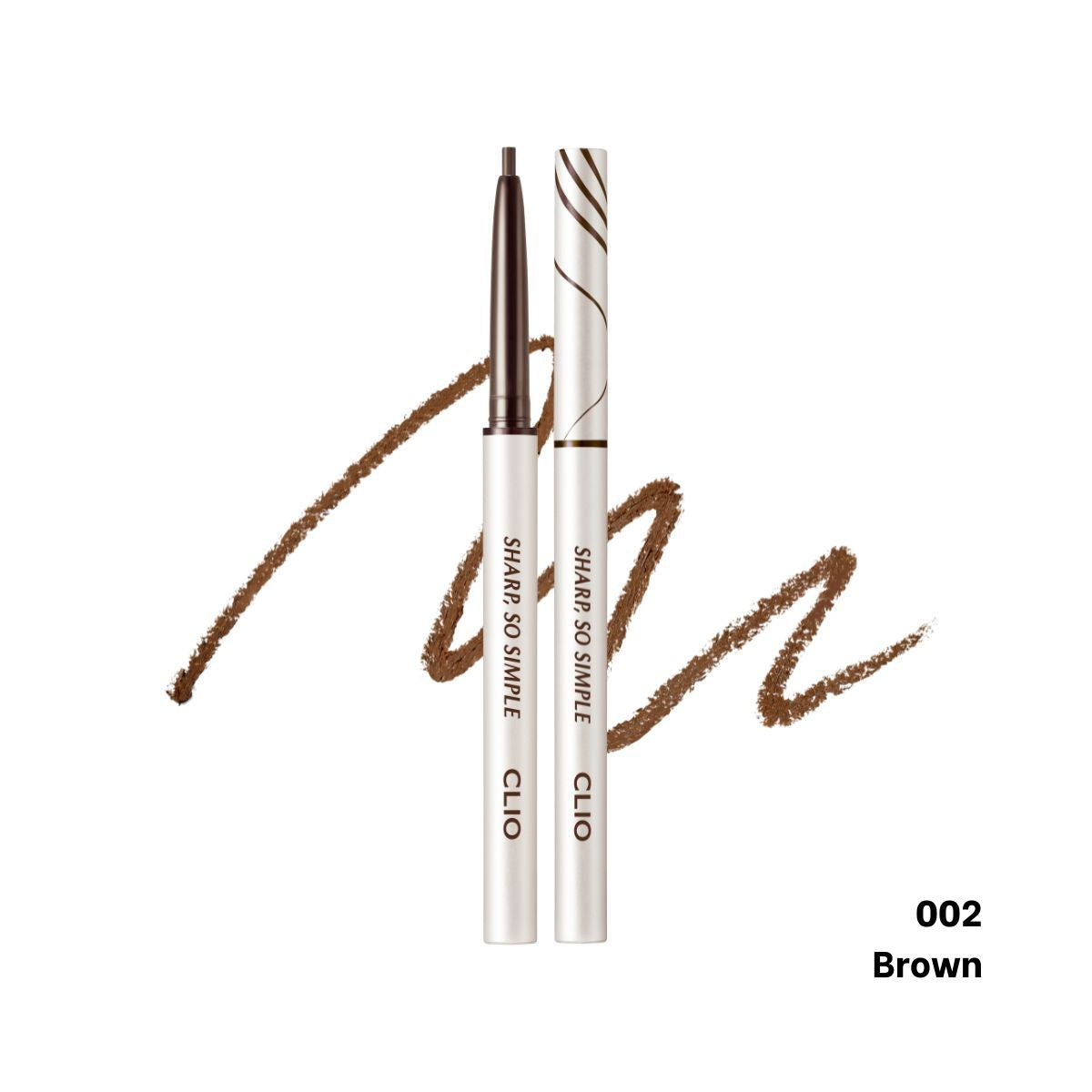 Clio Sharp So Simple Waterproof Pencil Eyeliner showing the sleek black pencil with the cap removed, ready for precise application