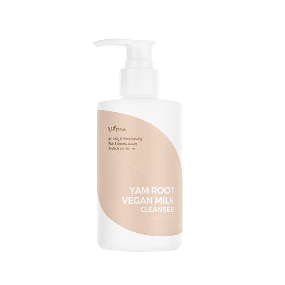 Isntree Yam Root vegan gel and foam cleanser in a 220ml bottle with a clear pump dispenser.