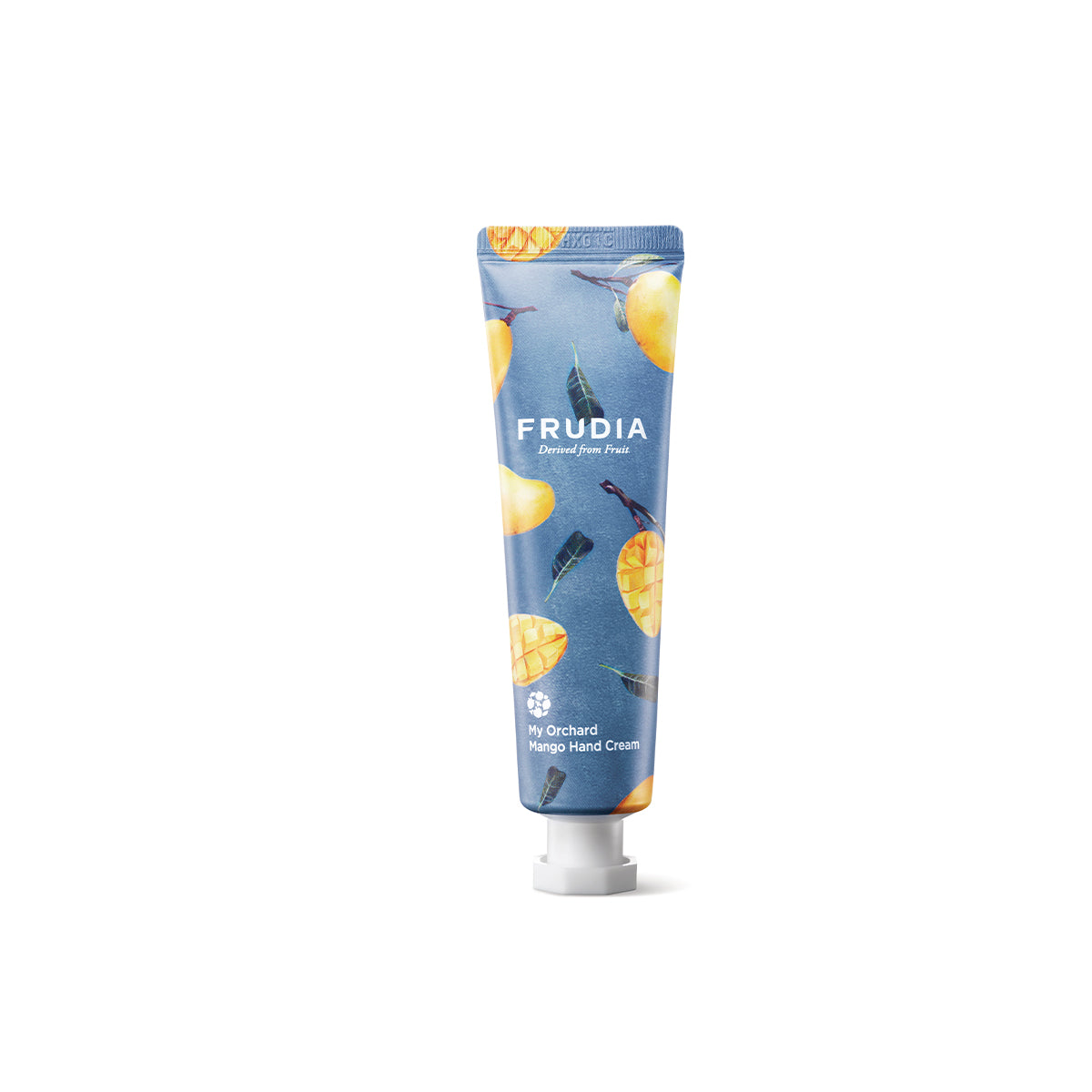 Frudia My Orchard Hand Cream jar with pink and white packaging, featuring images of orchard fruits on the label.