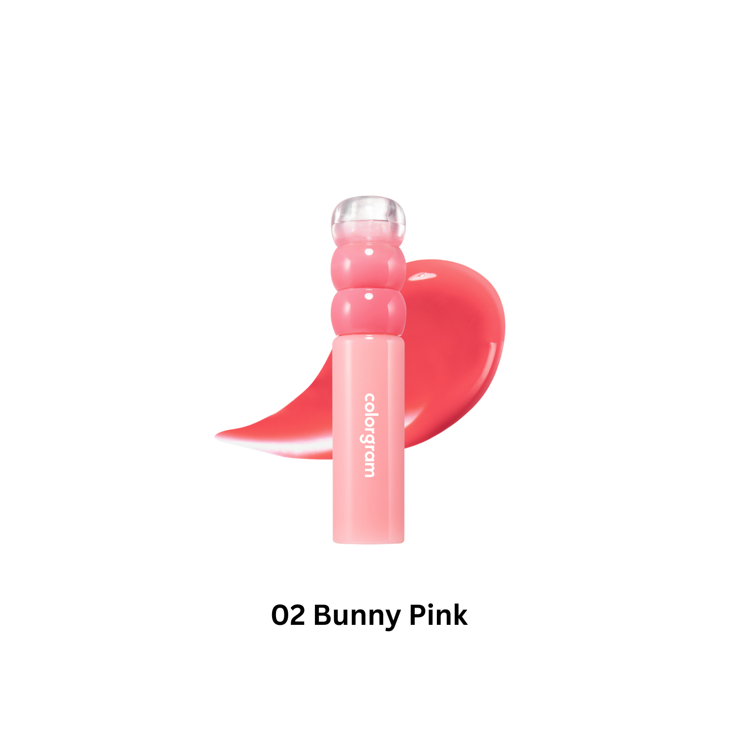 Colorgram fruity water lip tint in vibrant fruity shades, showing the colorful, glossy liquid tint applicator on the tube.