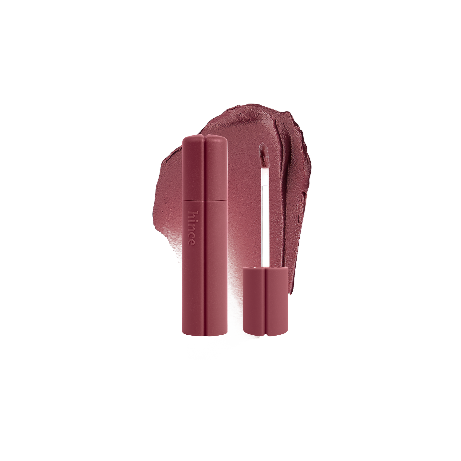 Hince Nu Blur Lip Tint applied on lips showing smooth, natural color with a matte finish.