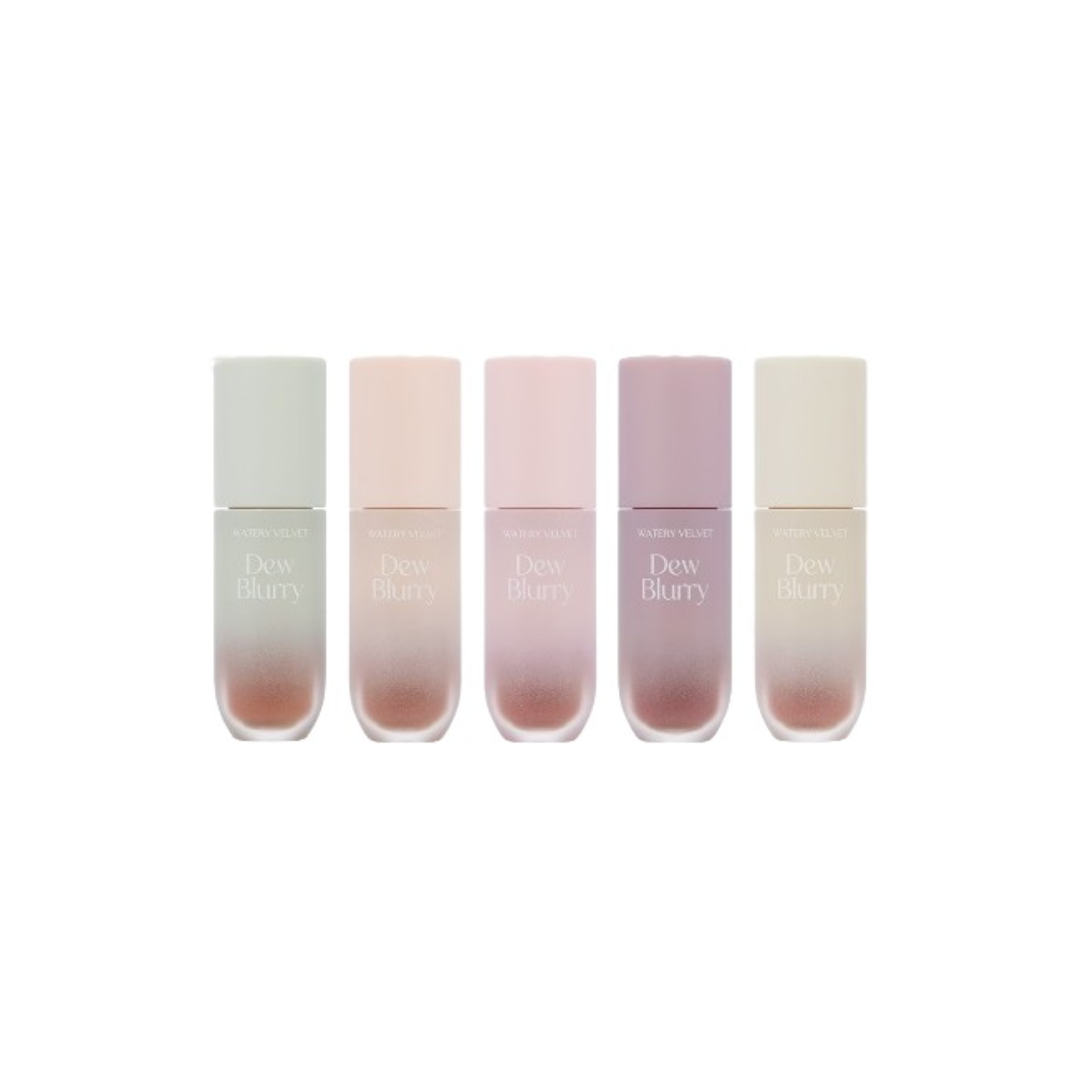 Too Cool For School Dew Blurry Lip Tint in a soft, blurry pink shade showing the tinted lip product on lips.