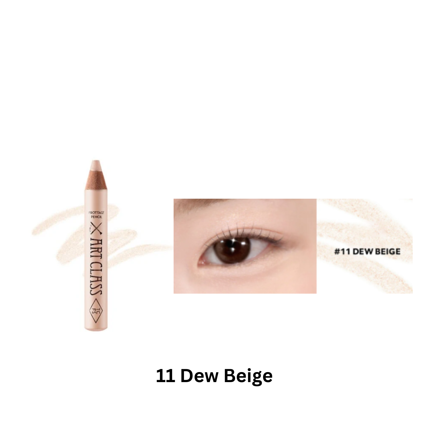 Too Cool For School Artclass Frottage Eyeshadow pencil in a neutral shade, close-up of the product tip and packaging.