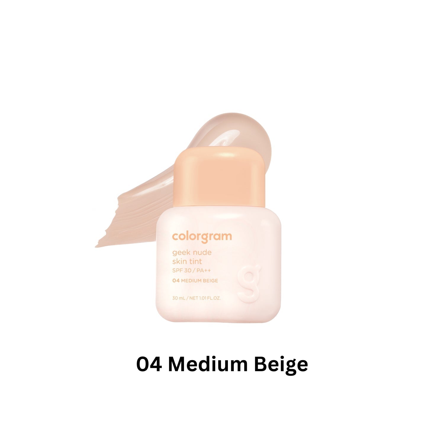 Colorgram Geek Nude Skin Tint liquid foundation in a sleek tube, showcasing the nude shade with a smooth, creamy texture.