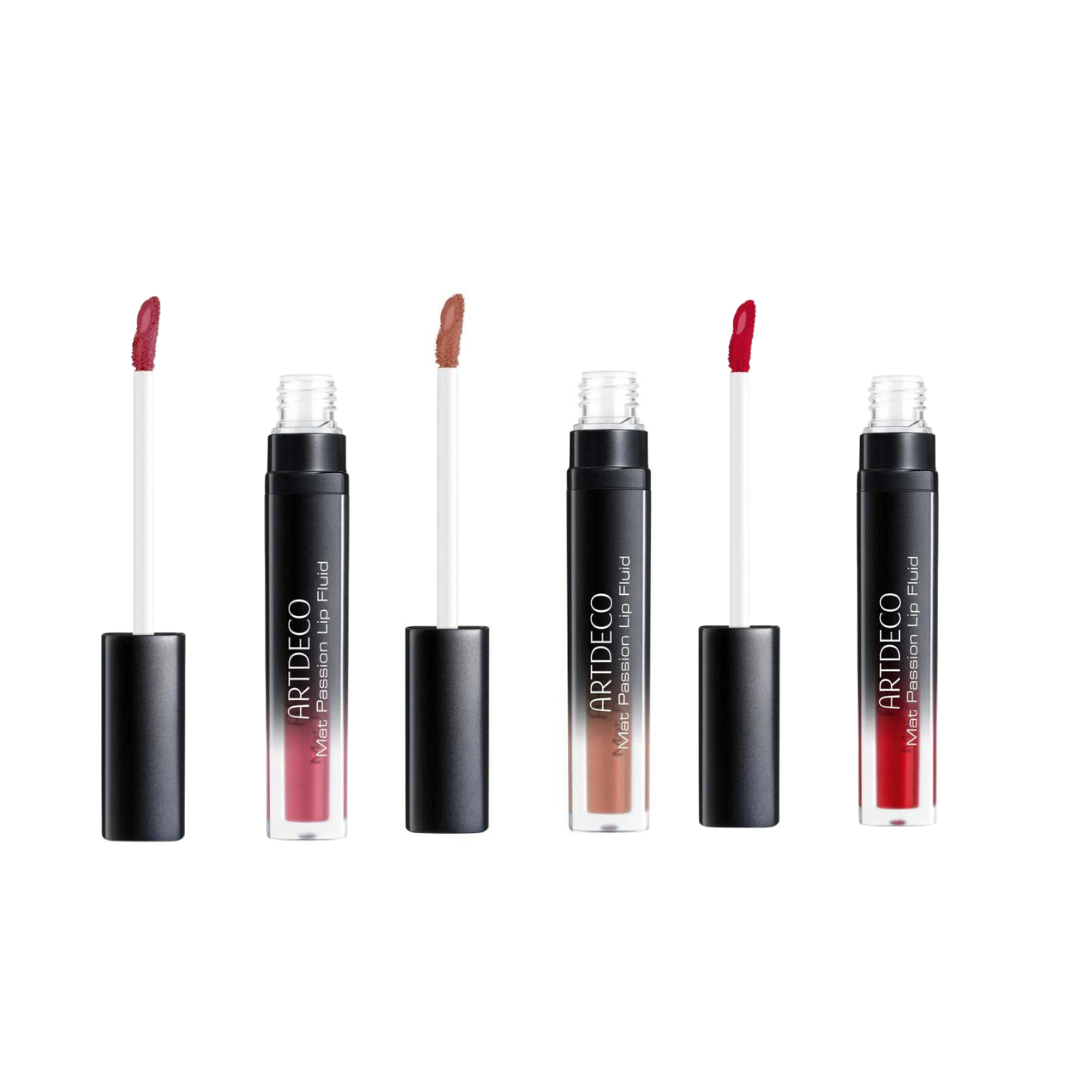 ARTDECO Mat Passion Lip Fluid lip tint in a sleek tube, showcasing vibrant color and smooth, matte finish.