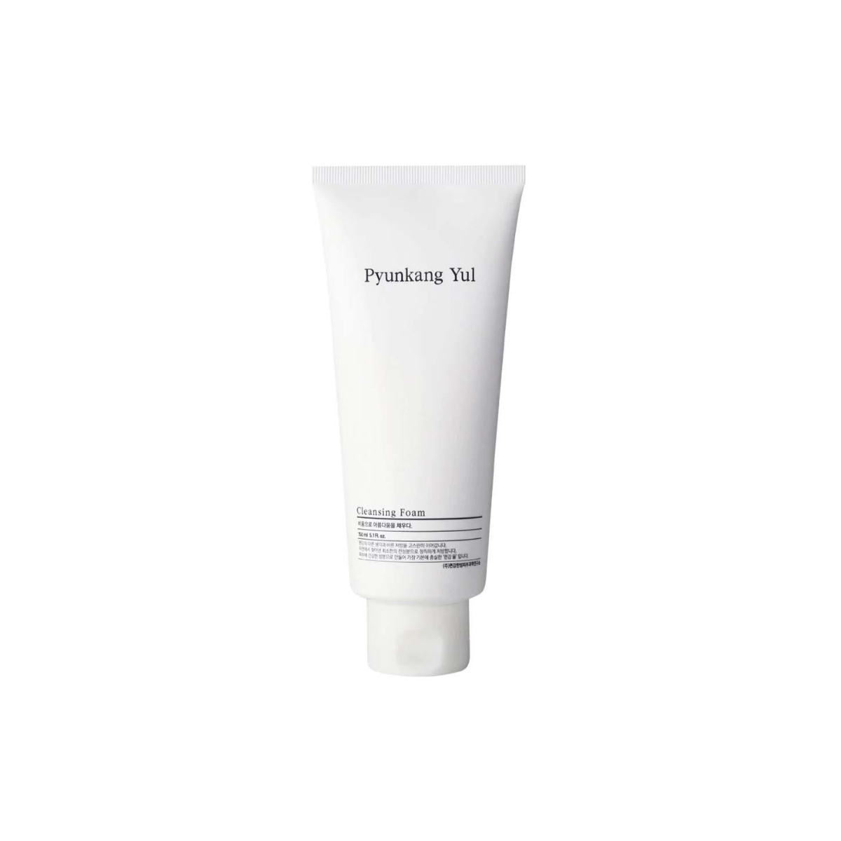 PyunKang Yul cleansing foam in a 150ml tube, gel and foam cleanser for gentle facial cleansing, with a smooth, white foam texture.