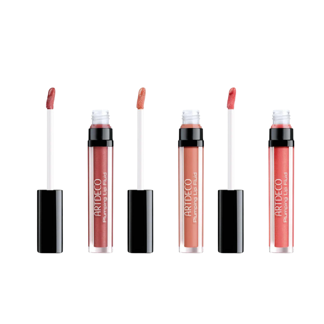 ARTDECO plumping lip fluid in clear tube, smooth and glossy lip plumper with applicator for fuller-looking lips.