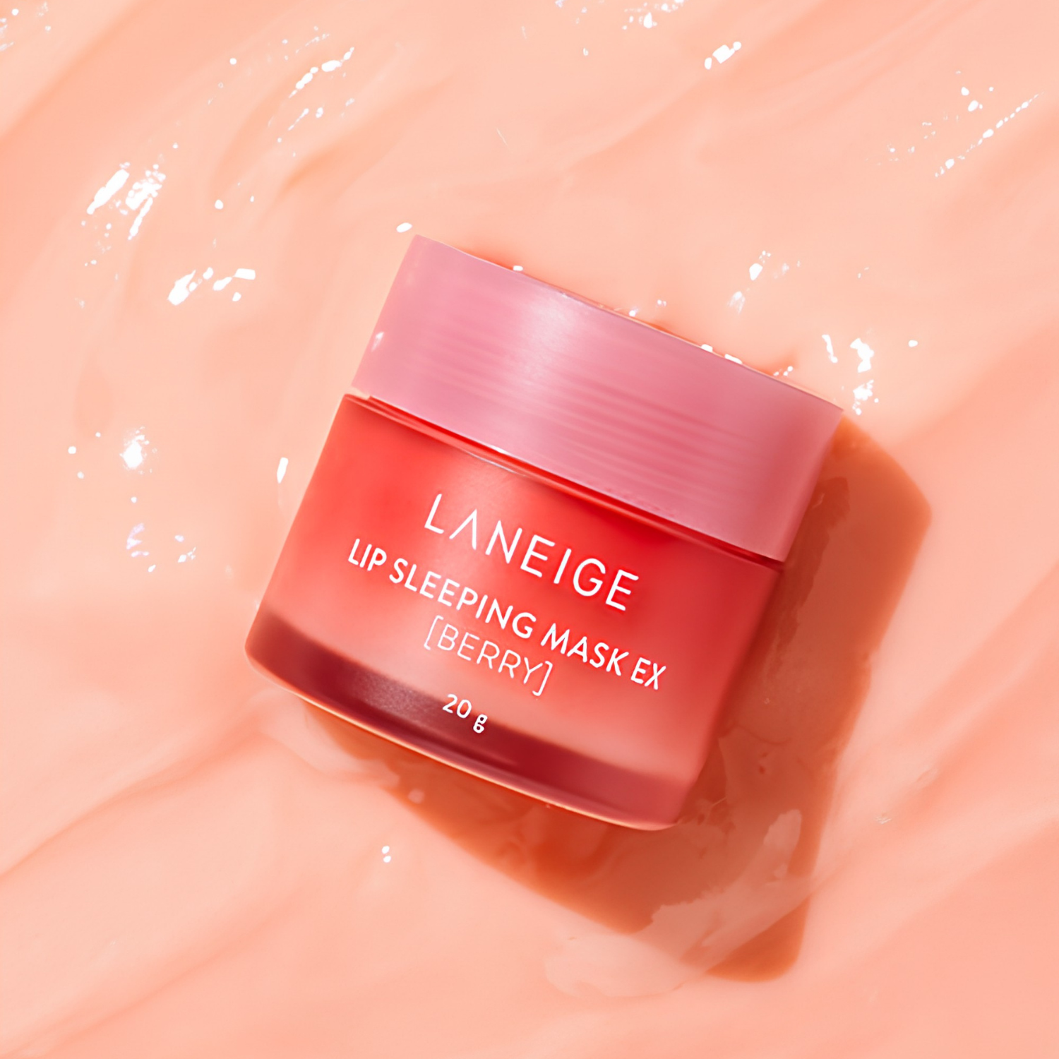 Laneige Berry Lip Sleeping Mask EX in 20g jar, showcasing the smooth, berry-colored lip mask texture with a glossy finish.