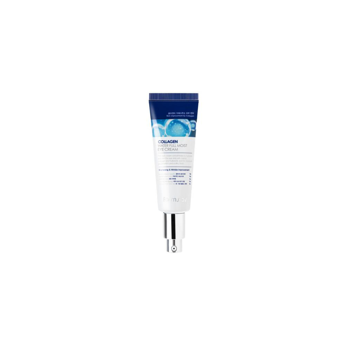 Farmstay Collagen Water Full Moist Eye Cream 50ml jar with white and blue packaging, designed for hydrating and nourishing the eye area.