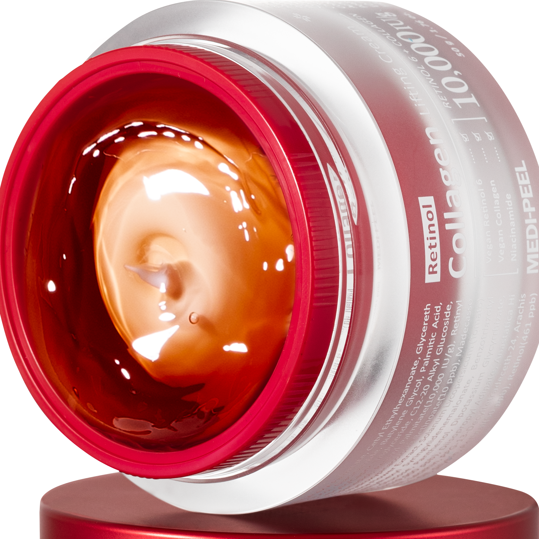 MEDIPEEL+ Retinol Collagen Lifting Cream 50ml face moisturizer jar with creamy texture and lifting effects.