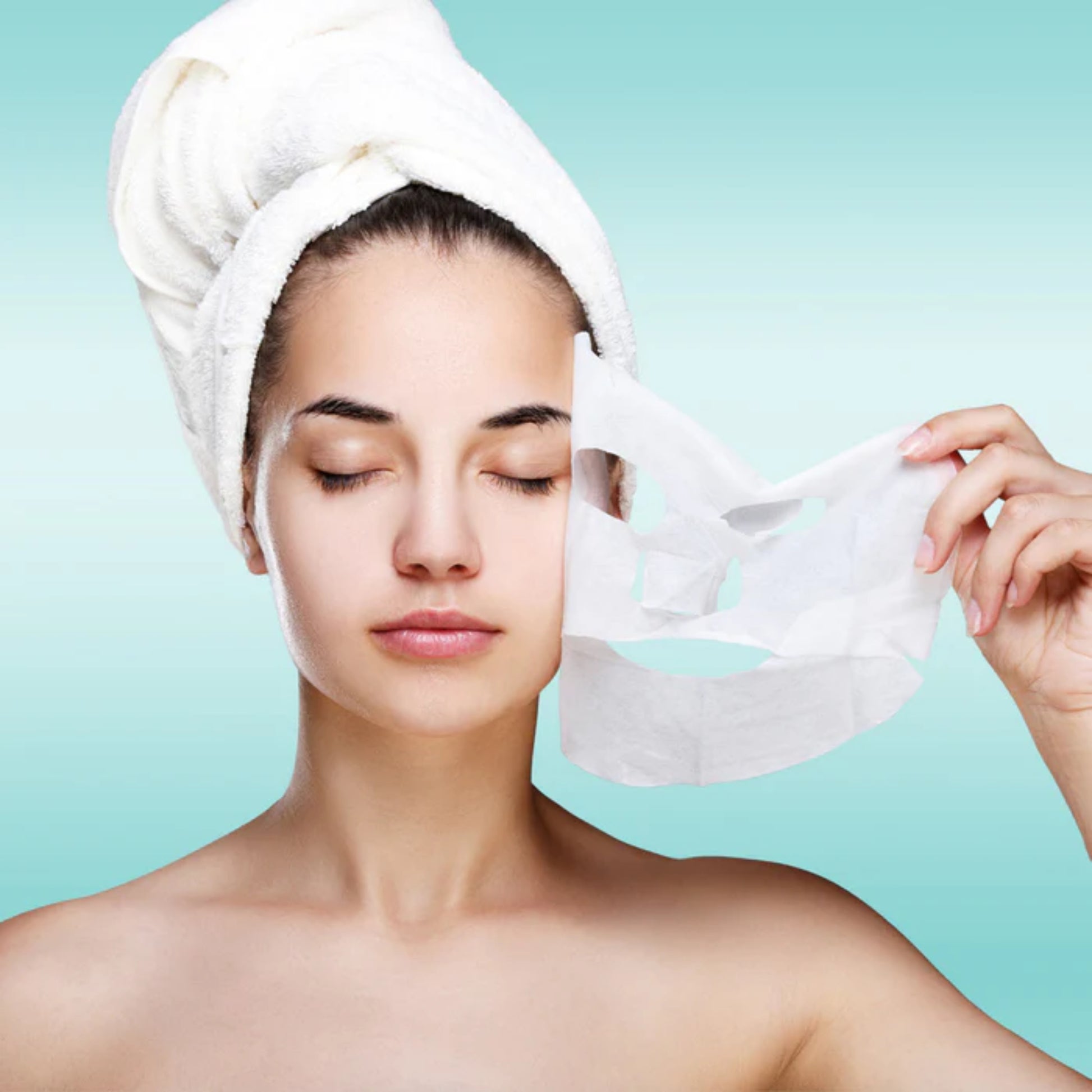Set of five Rejuran sheet turnover masks in a white box, designed for facial skincare and hydration.