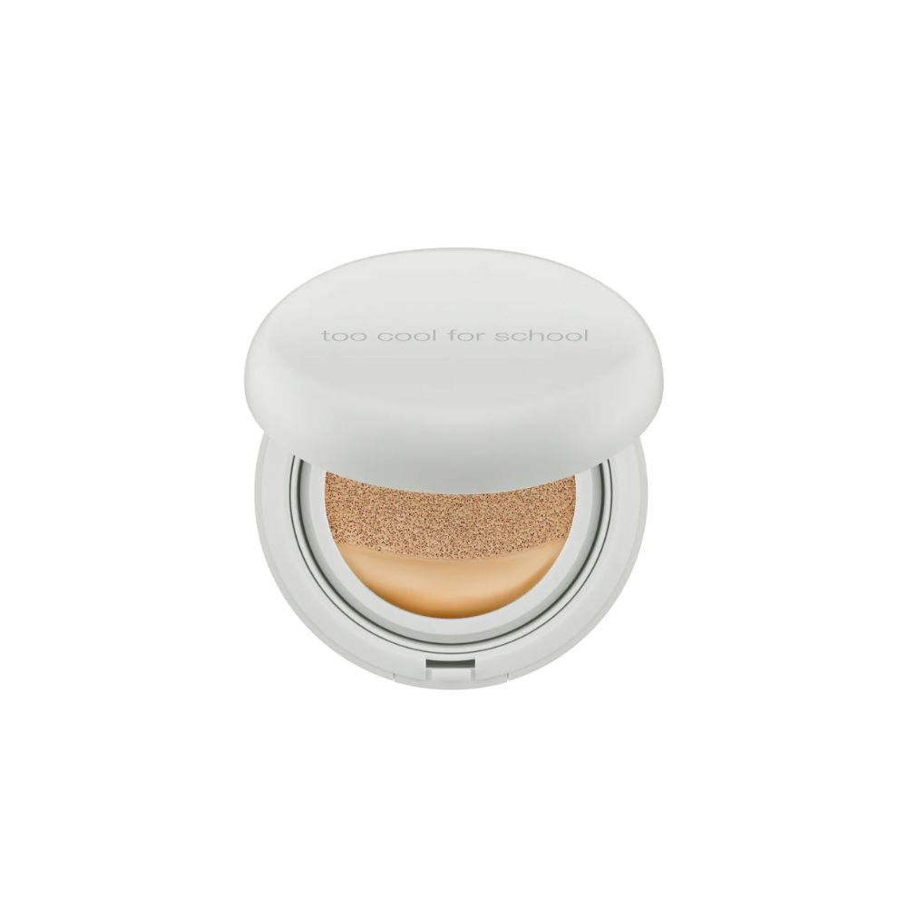 Too Cool For School Artclass Fixing Cover Cushion foundation with refill, showing the compact case and applicator sponge.