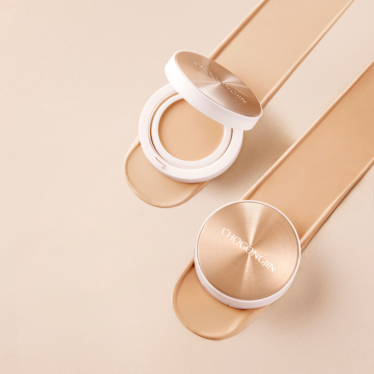 Chogongjin BB Pact 15g with two shades of BB cream, featuring compact packaging and dual color options for a natural finish.