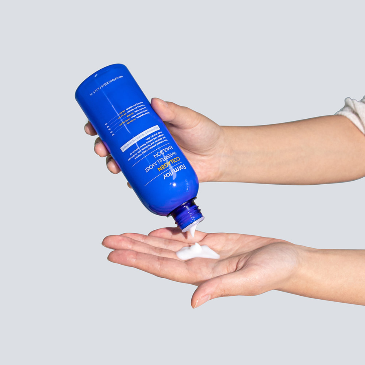 Farmstay Collagen Water Full Moist Emulsion face moisturizer in a 200ml bottle, showing the lightweight, hydrating skincare product.