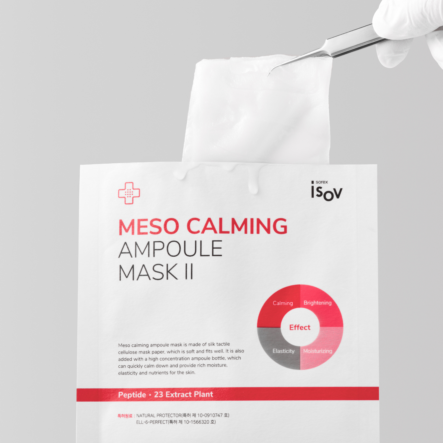 ISOV Meso Hydro Ampoule Sheet Mask showing a single sheet mask with hydrating serum for glowing skin