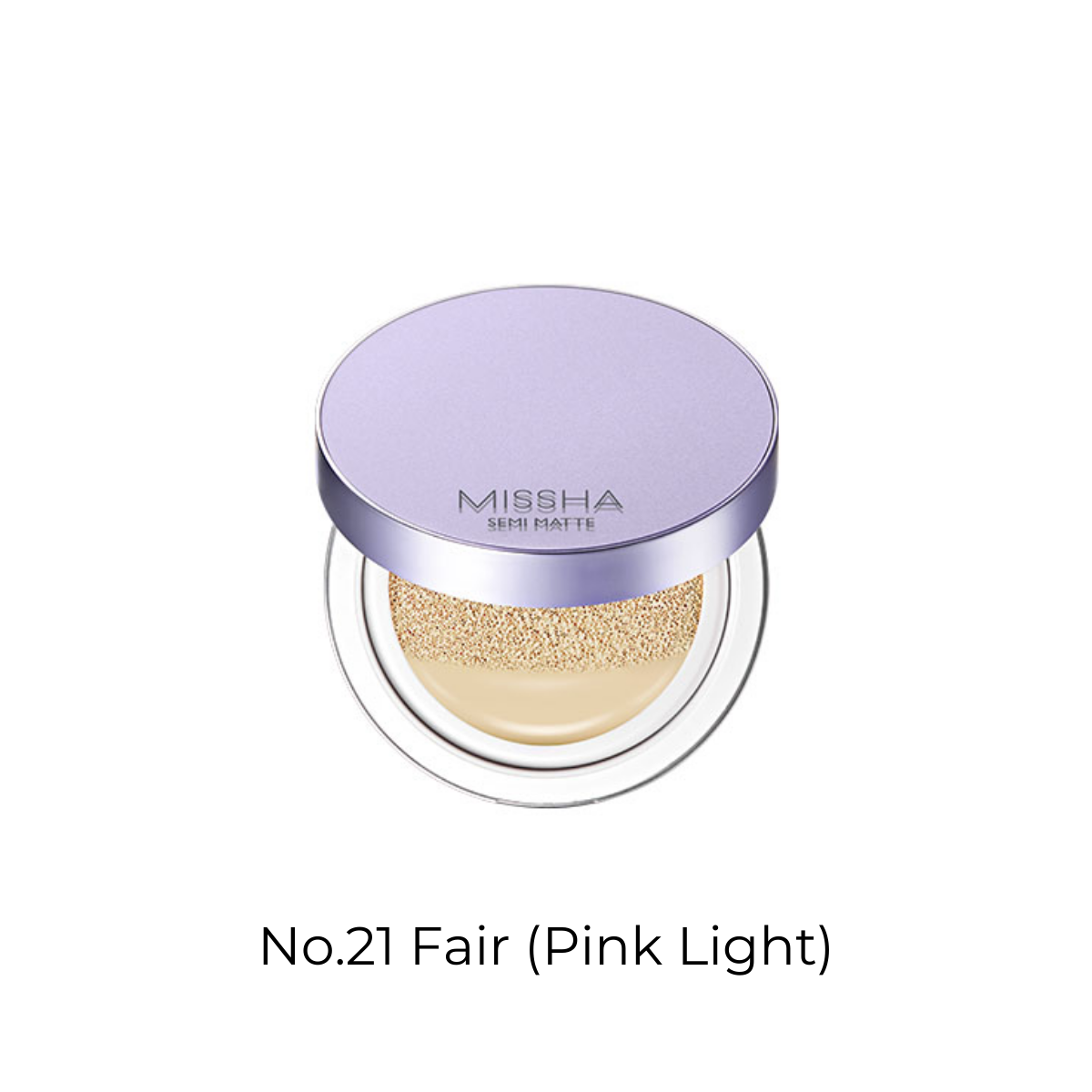 Missha Layering Fit Cushion Semimatte 15g foundation in three shades, featuring compact cushion packaging with product details.