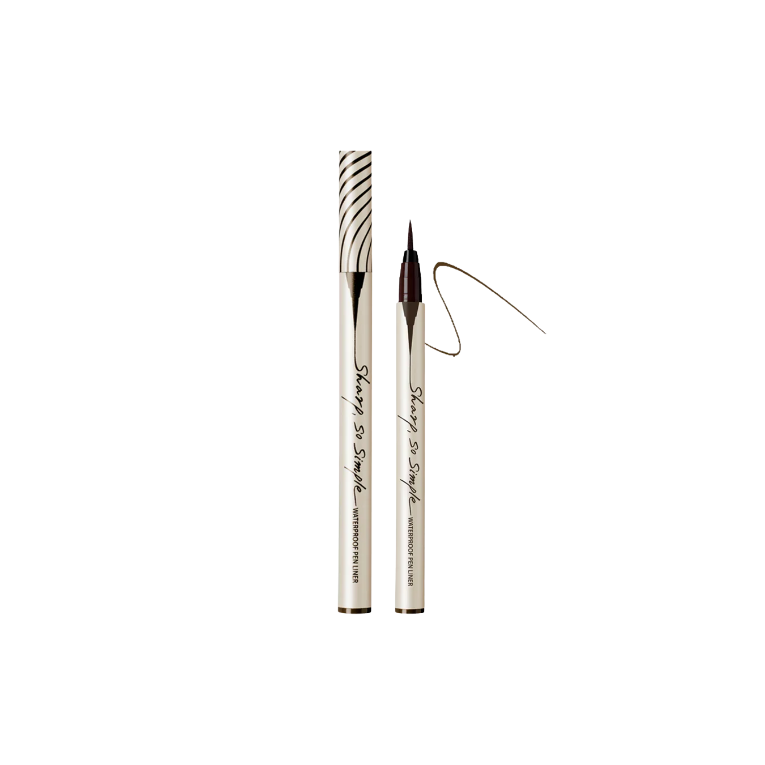 Clio Sharp So Simple waterproof liquid eyeliner pen with precise black tip for defined eye makeup application.