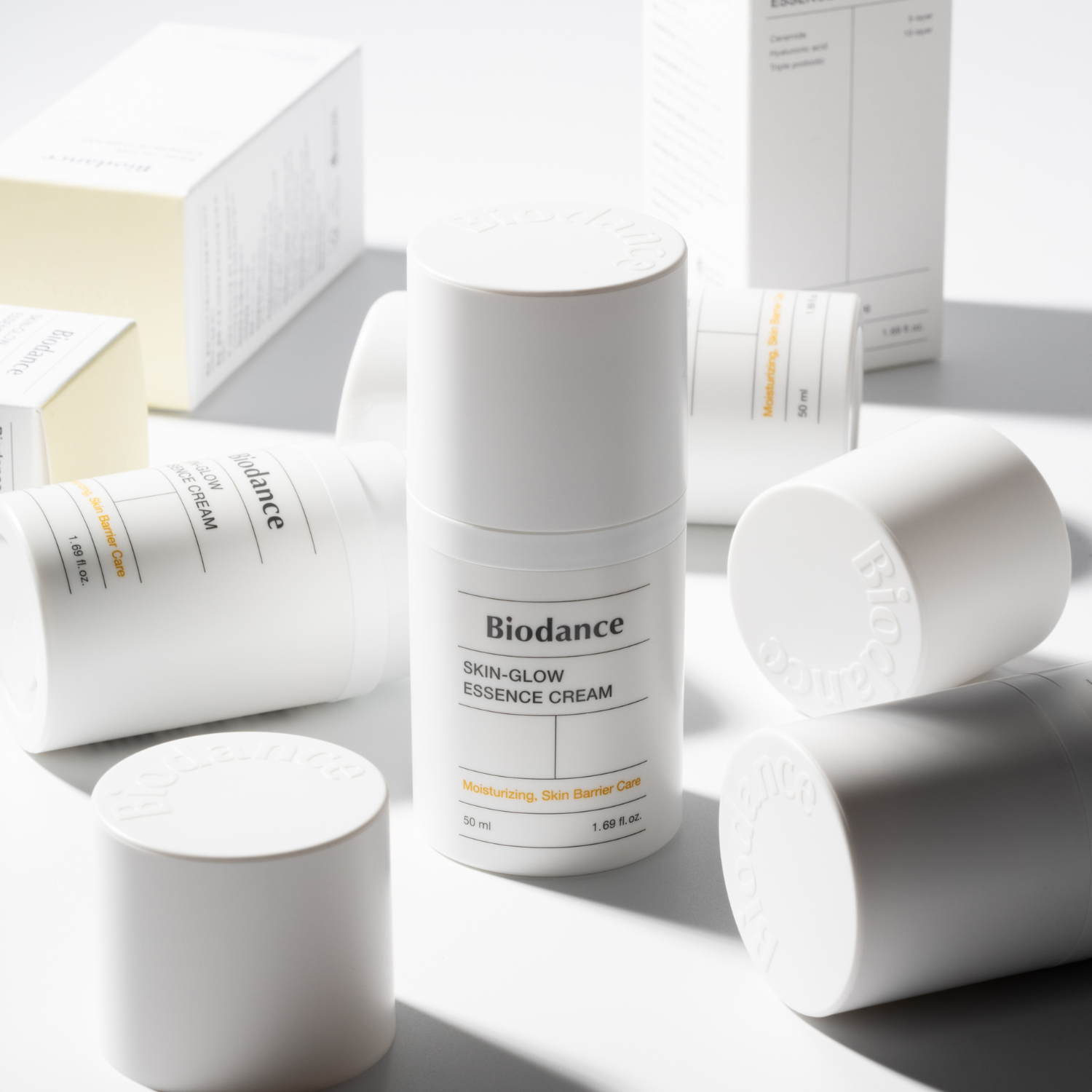 Biodance Skin-Glow Essence Cream face moisturizer in a 50ml jar with a smooth, hydrating texture and brightening formula.