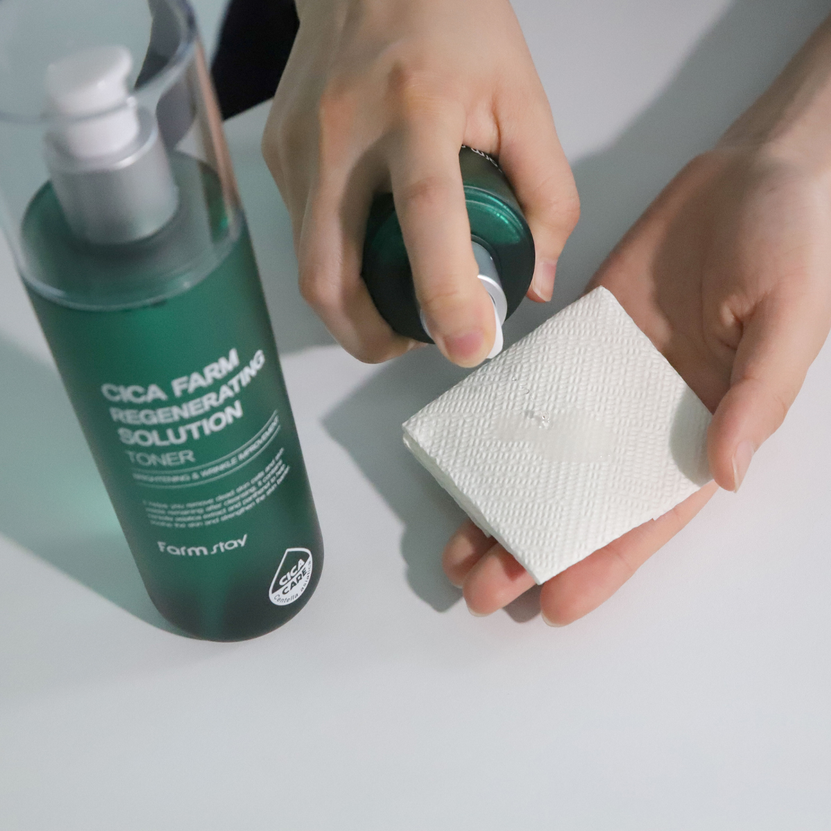 Farmstay Cica Farm Regenerating Solution Toner in 200ml bottle, showcasing its soothing and rejuvenating ingredients.