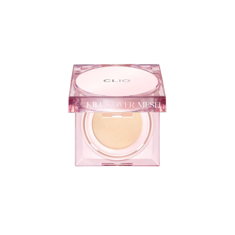 Clio Kill Cover Mesh Glow Cushion Mini 5g cushion foundation with mesh applicator and luminous finish in compact case.