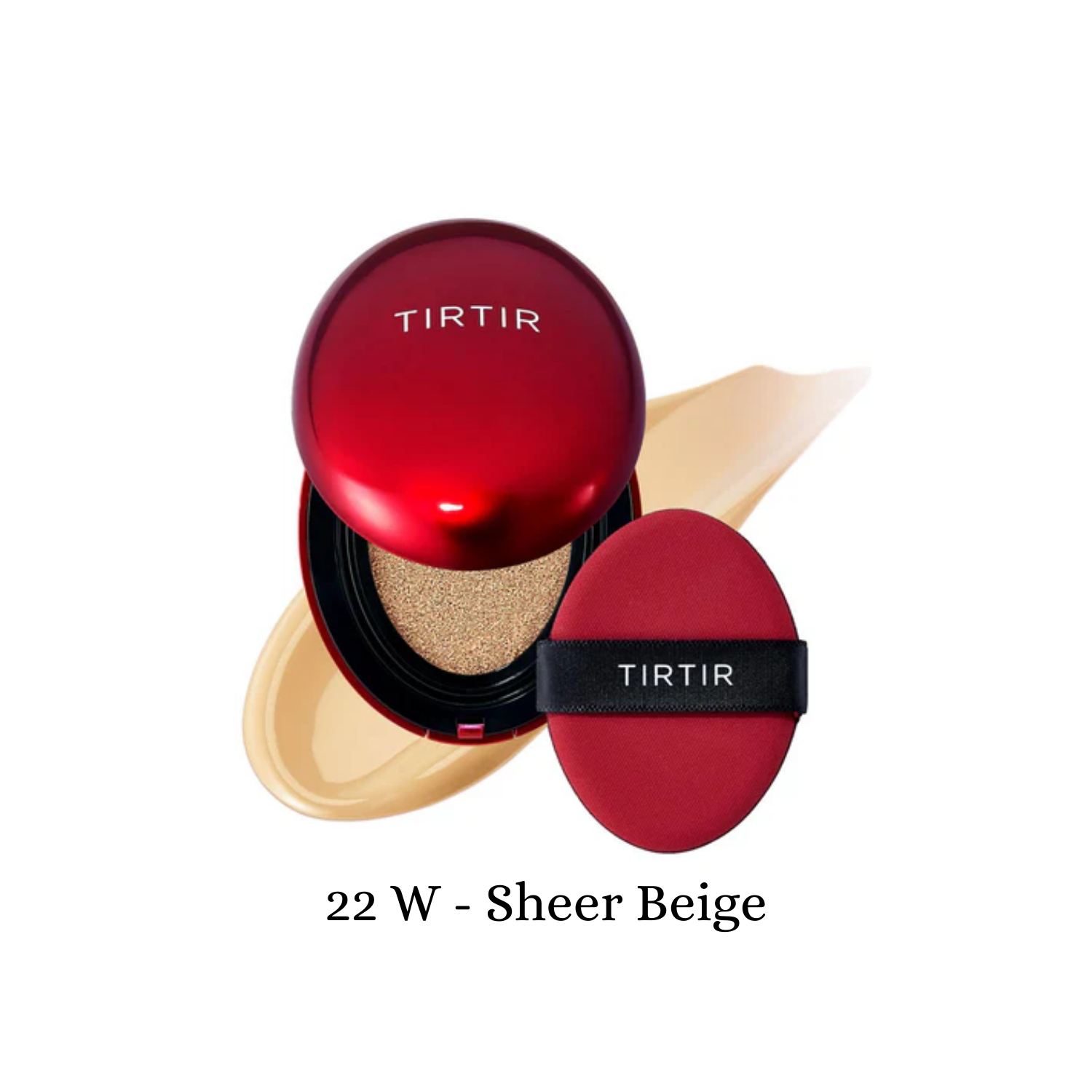 TIRTIR Mask Fit Red Cushion foundation compact with a sleek case, designed for smooth, even skin coverage.