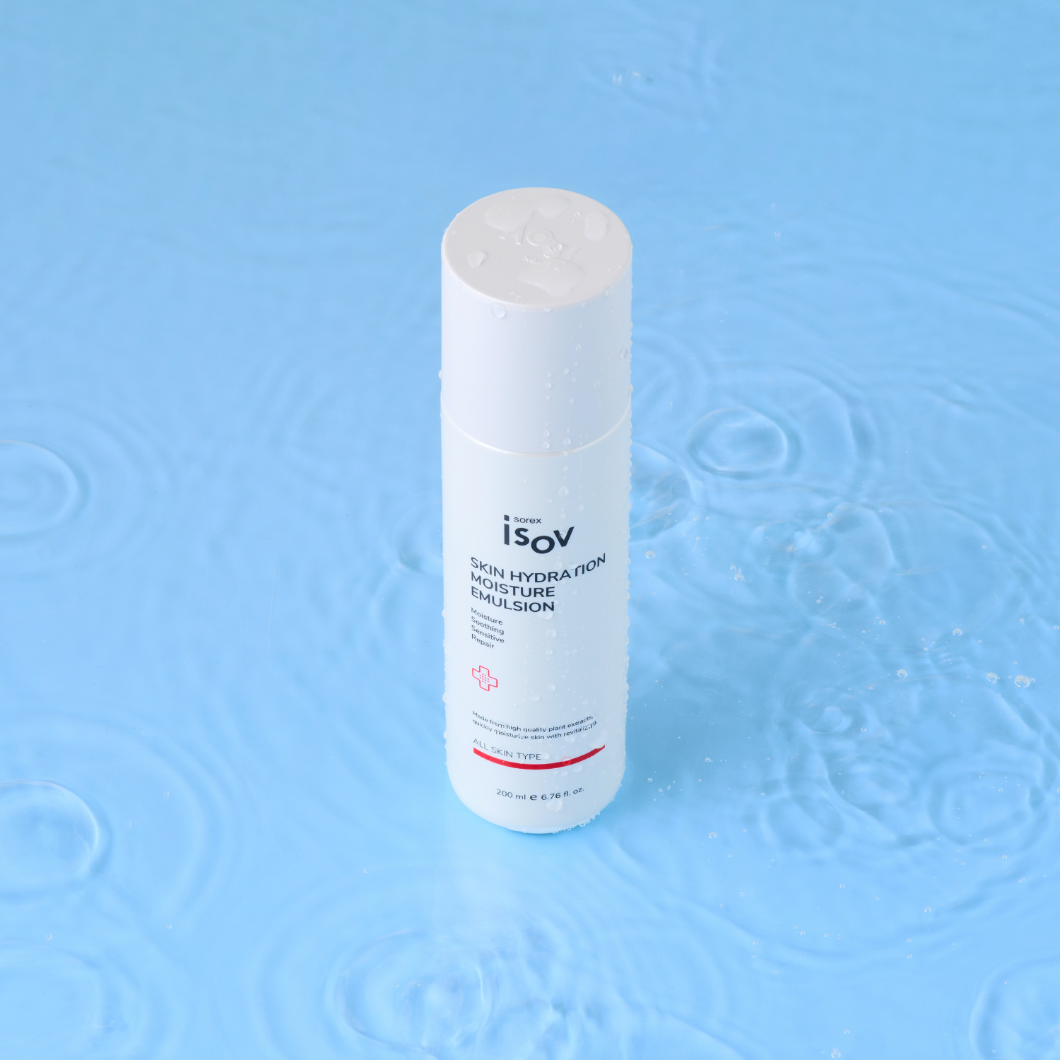 ISOV Skin Hydration Moisture Emulsion 200ml face moisturizer bottle with clear labeling and white pump dispenser.