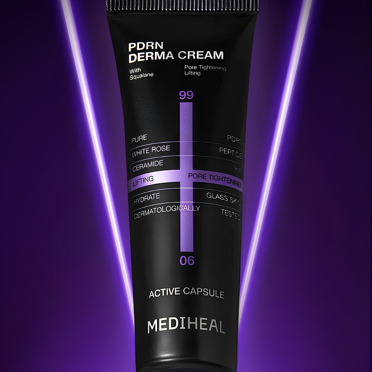 Mediheal Derma Cream PDRN Lifting face moisturizer in 50ml jar, with smooth cream texture and lifting skincare benefits.