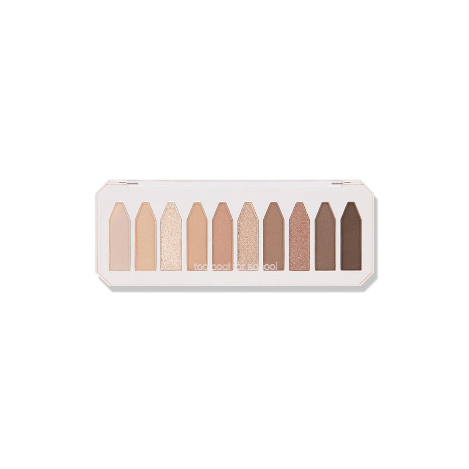 Too Cool For School Frottage Palette eyeshadow with textured, neutral and shimmer shades in a compact palette.