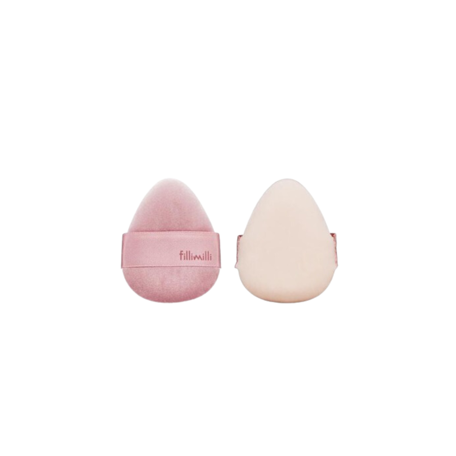 Two triangular Fillimilli blush powder puffs made of soft sponge material, perfect for blush application.