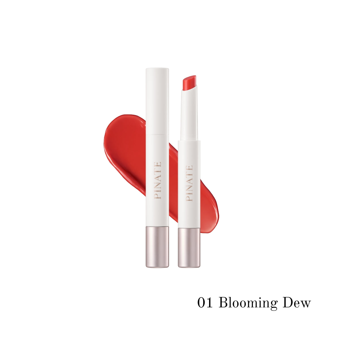 Pinate Bare Glow Peptide Melting Balm lipstick in a sleek, natural finish with a smooth, rounded shape.