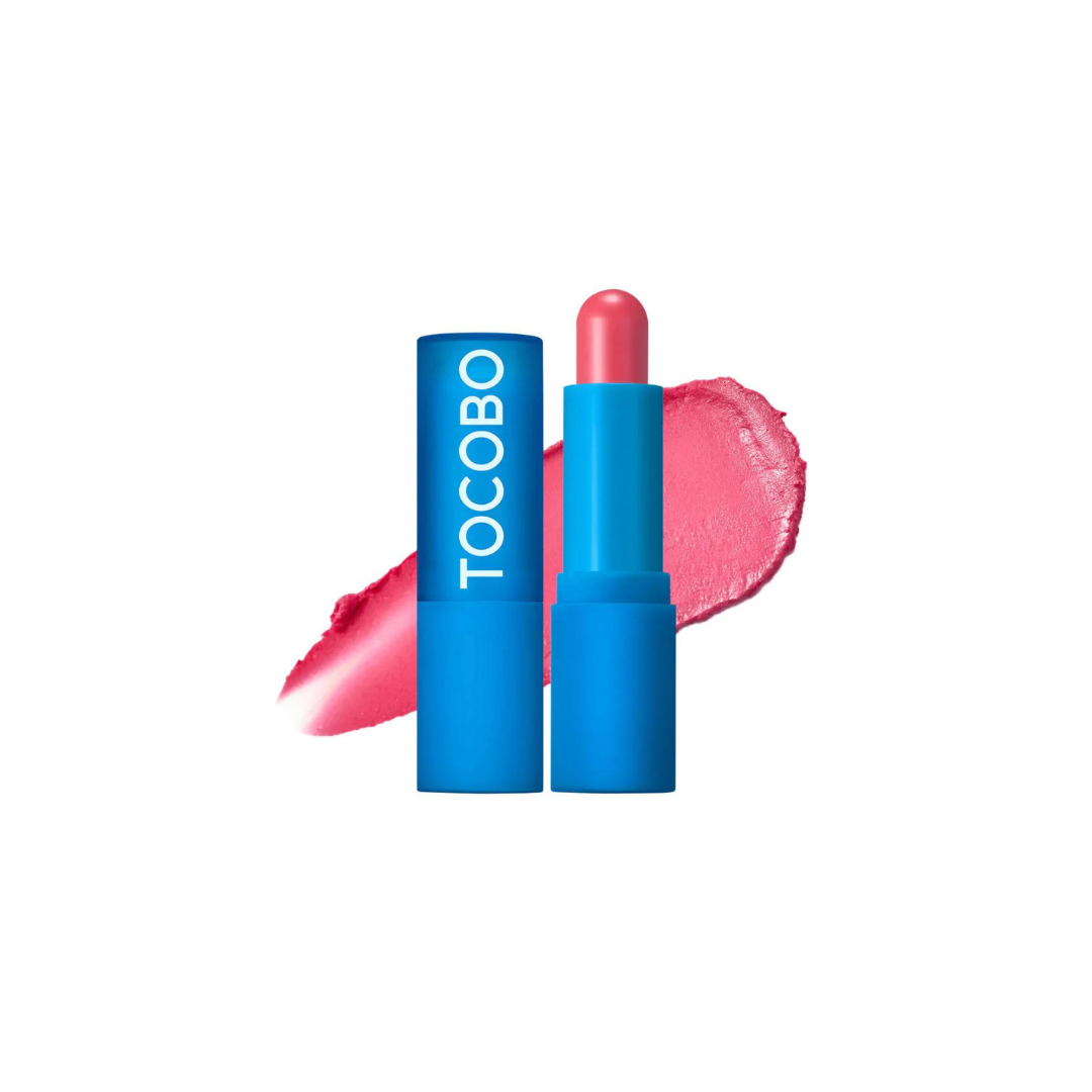 TOCOBO Powder Cream Lip Balm in two colors, 3.5g, featuring a smooth, creamy texture and natural finish for moisturizing lips.