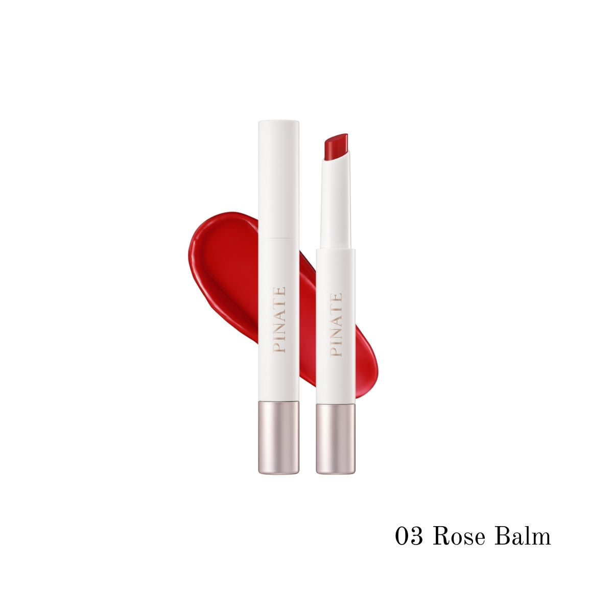 Pinate Bare Glow Peptide Melting Balm lipstick in a sleek, natural shade with a smooth, glossy finish.