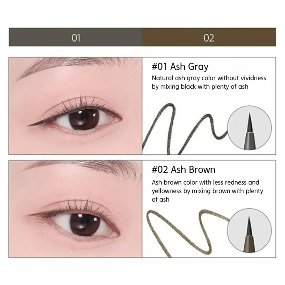Clio Superproof Brush Liner Kill Ash liquid eyeliner with precise brush for bold black eye definition.