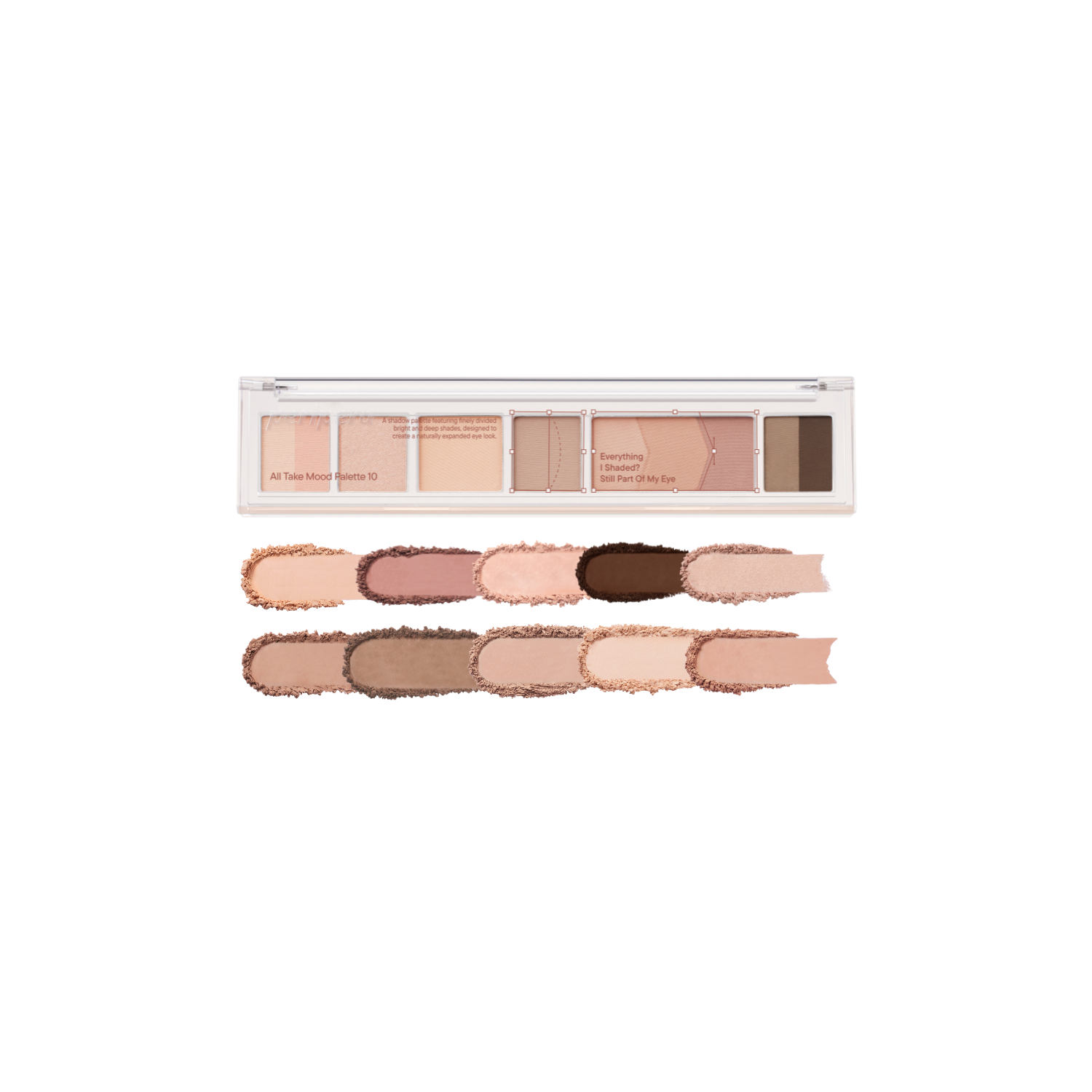 Peripera All Take Mood Palette eyeshadow with multiple colorful shades in rectangular pans for creative eye makeup looks.