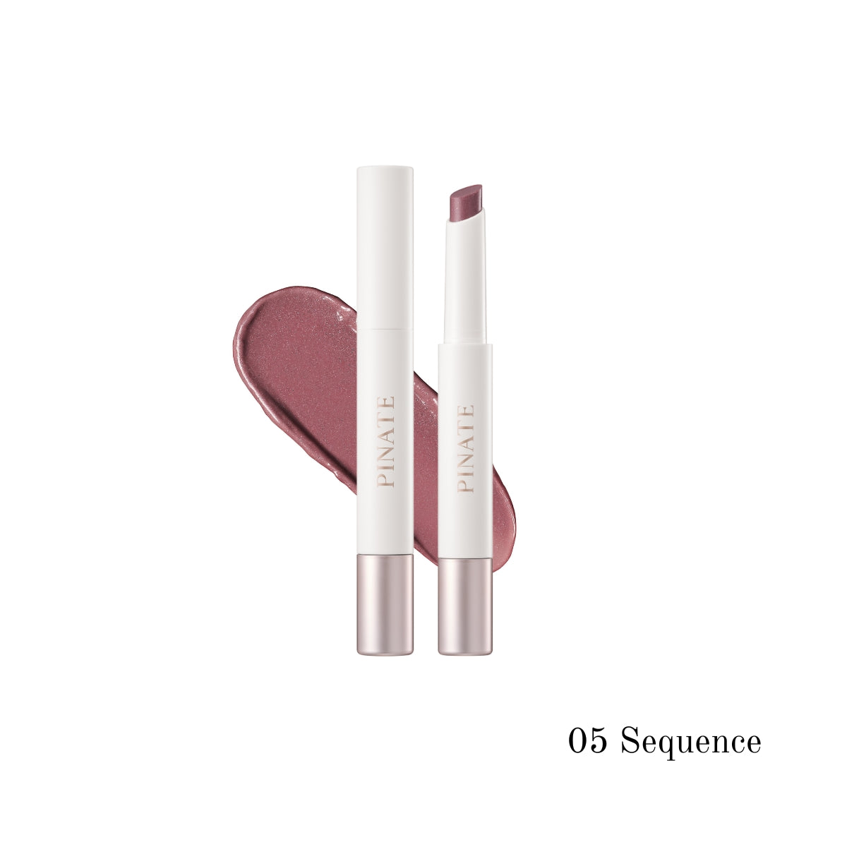 Pinate Bare Glow Peptide Melting Balm lipstick in a sleek tube, with the balm visible inside, designed for nourishing lips.