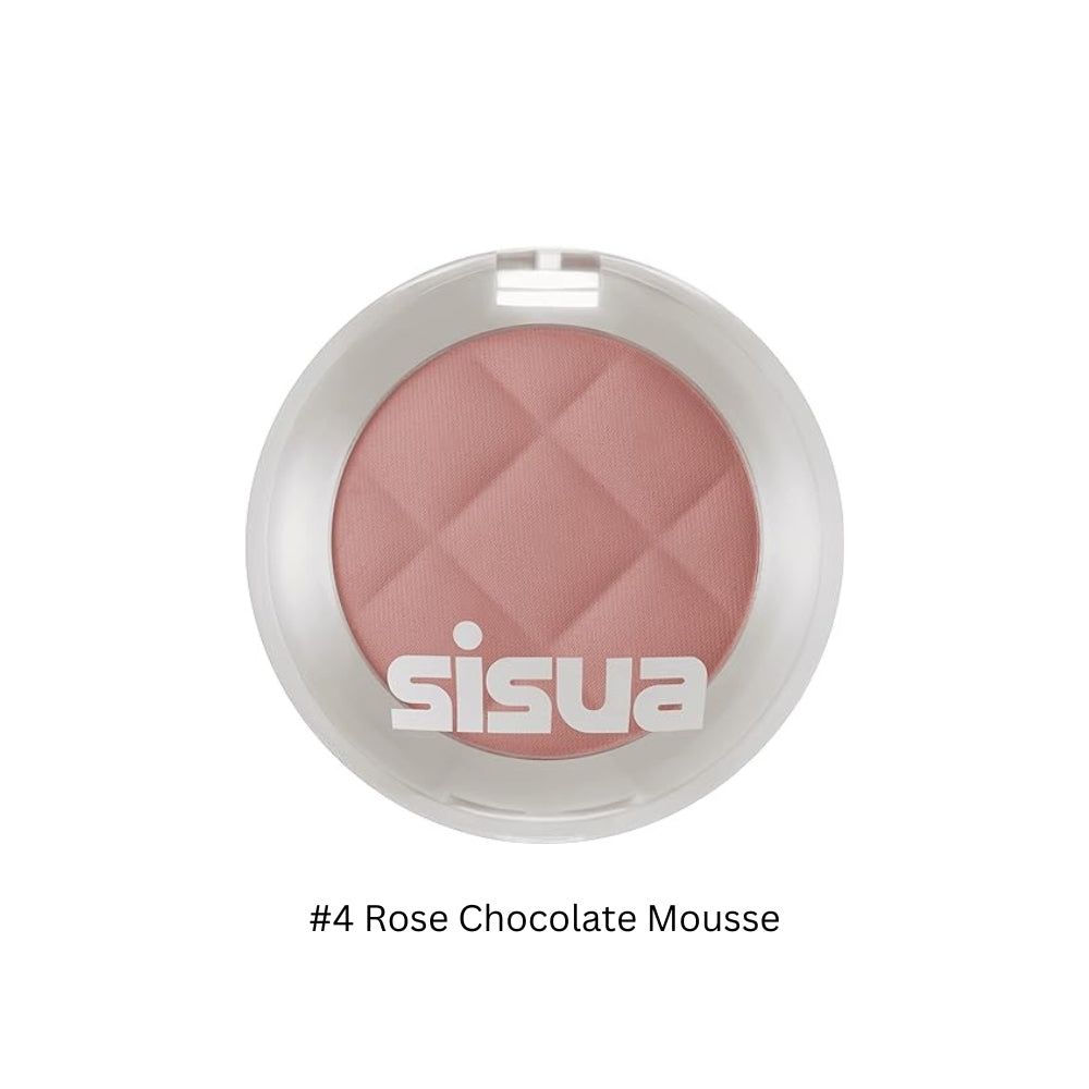 Unleashia Butter Waffle Dough Blusher in 4 Rose Chocolate Mousse shade, showing a blush compact with a soft pink hue and embossed design.