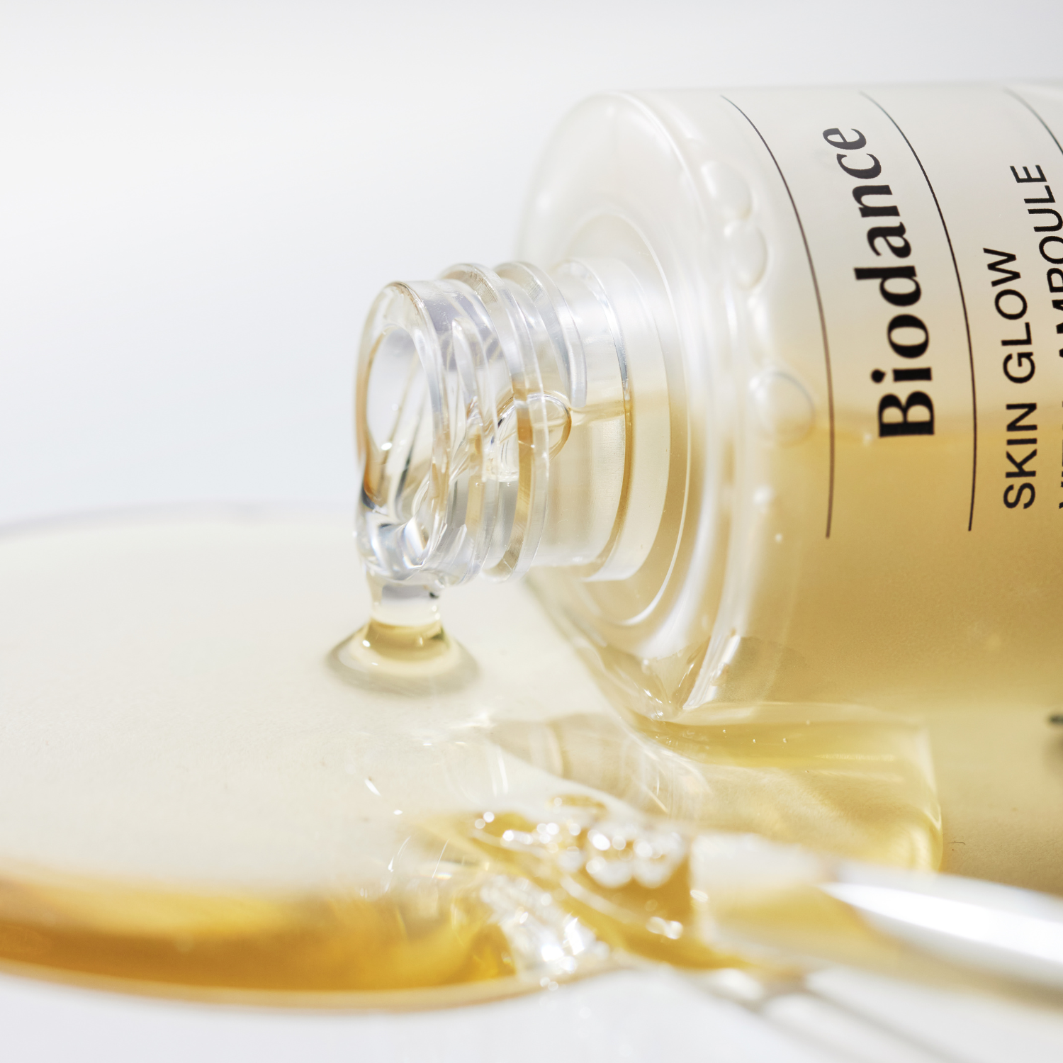 Biodance Skin Glow Vital Ampoule 50ml in a clear glass bottle with dropper for brightening and hydrating skin.